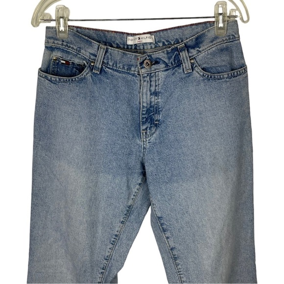 TOMMY HILFIGER Y2K VINTAGE LIGHT WASH FADED COTTON DENIM BLUE BOOTCUT JEANS - Picture 4 of 15